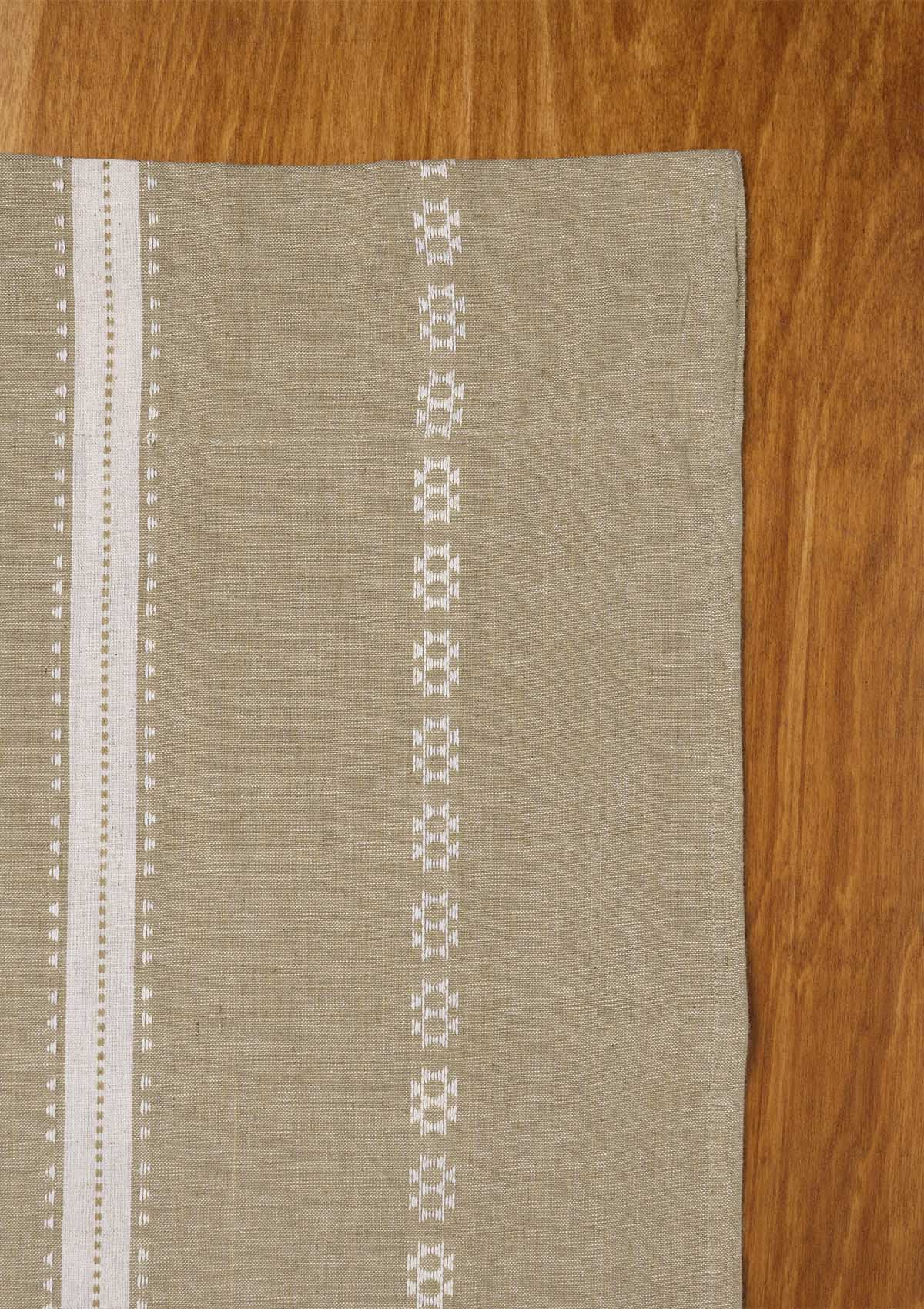 Bhumi linen cotton blend ethnic textured curtain for living room - Light reduction - Green - Single piece
