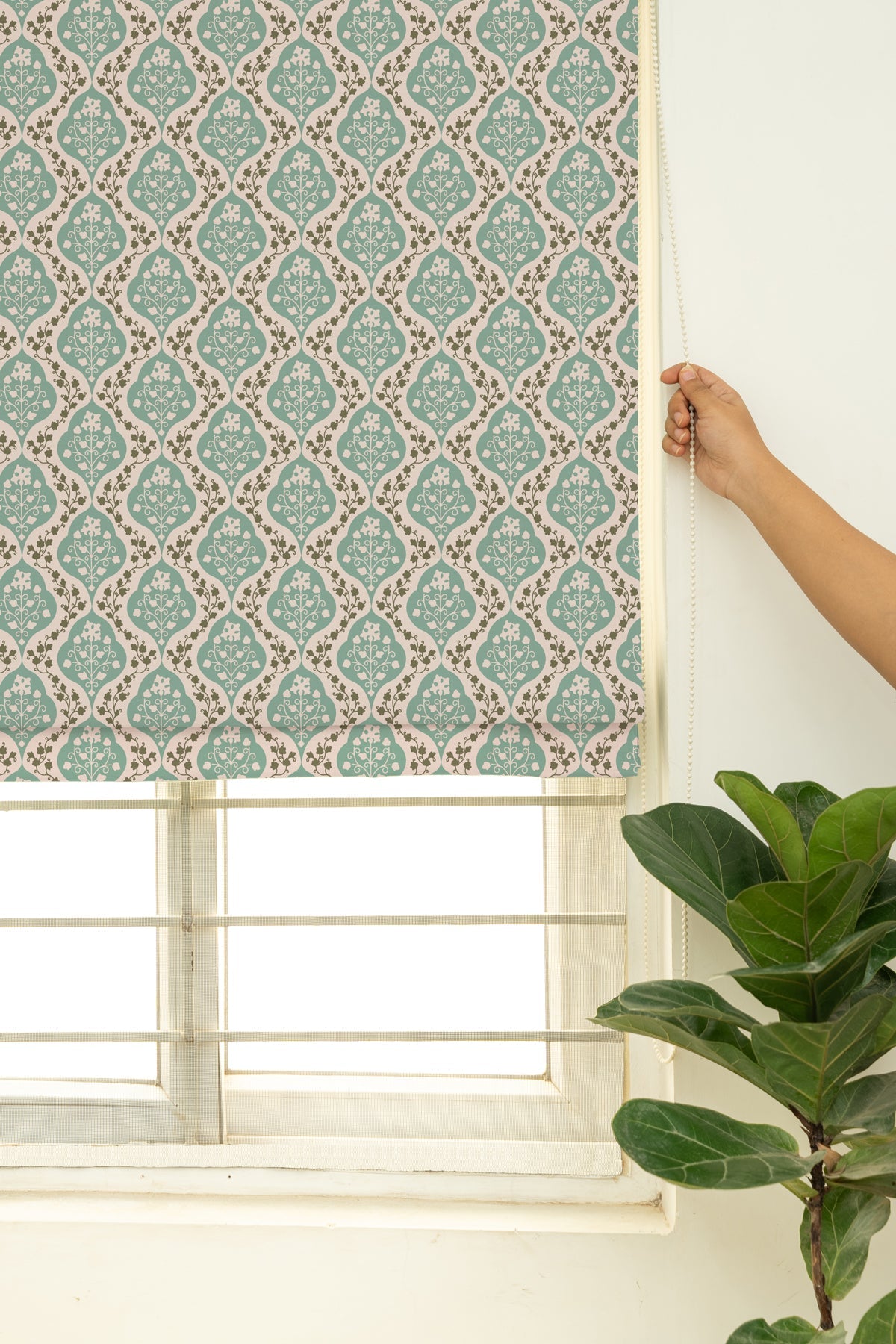 Mulbagal 100% Customizable Cotton floral blind for living room - Room darkening