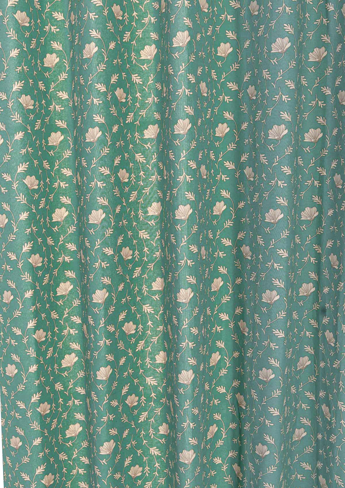Eden aqua blue 100% cotton floral fabric for bed room -Room darkening