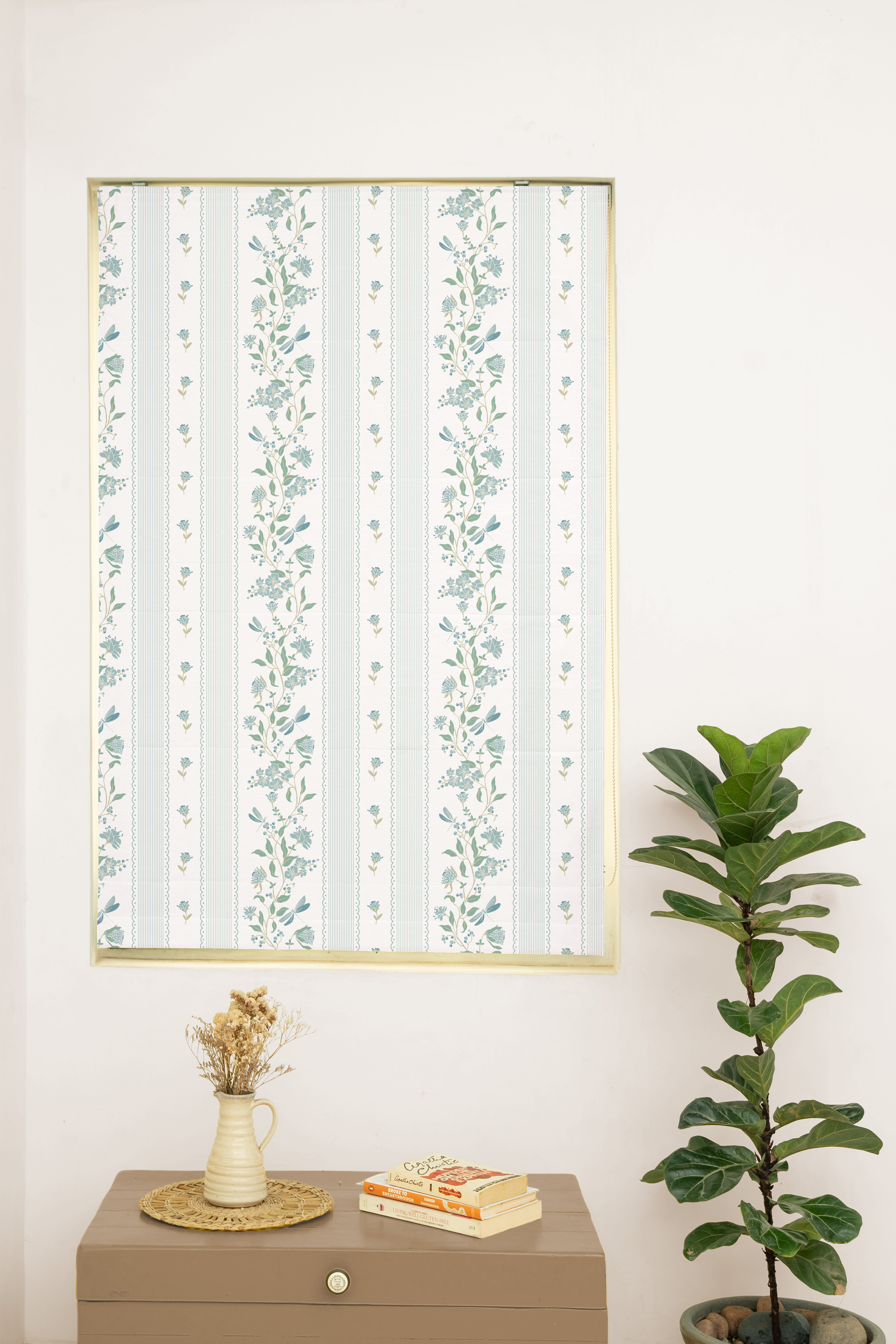 Flutter 100% Customizable Cotton floral blind for living room - Room darkening