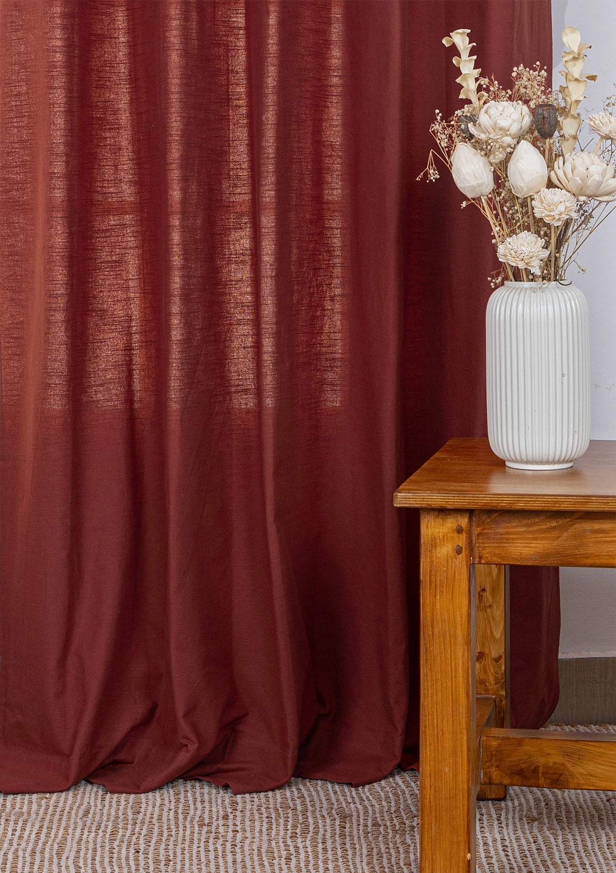 Crimson Red Solid Slub Cotton Fabric