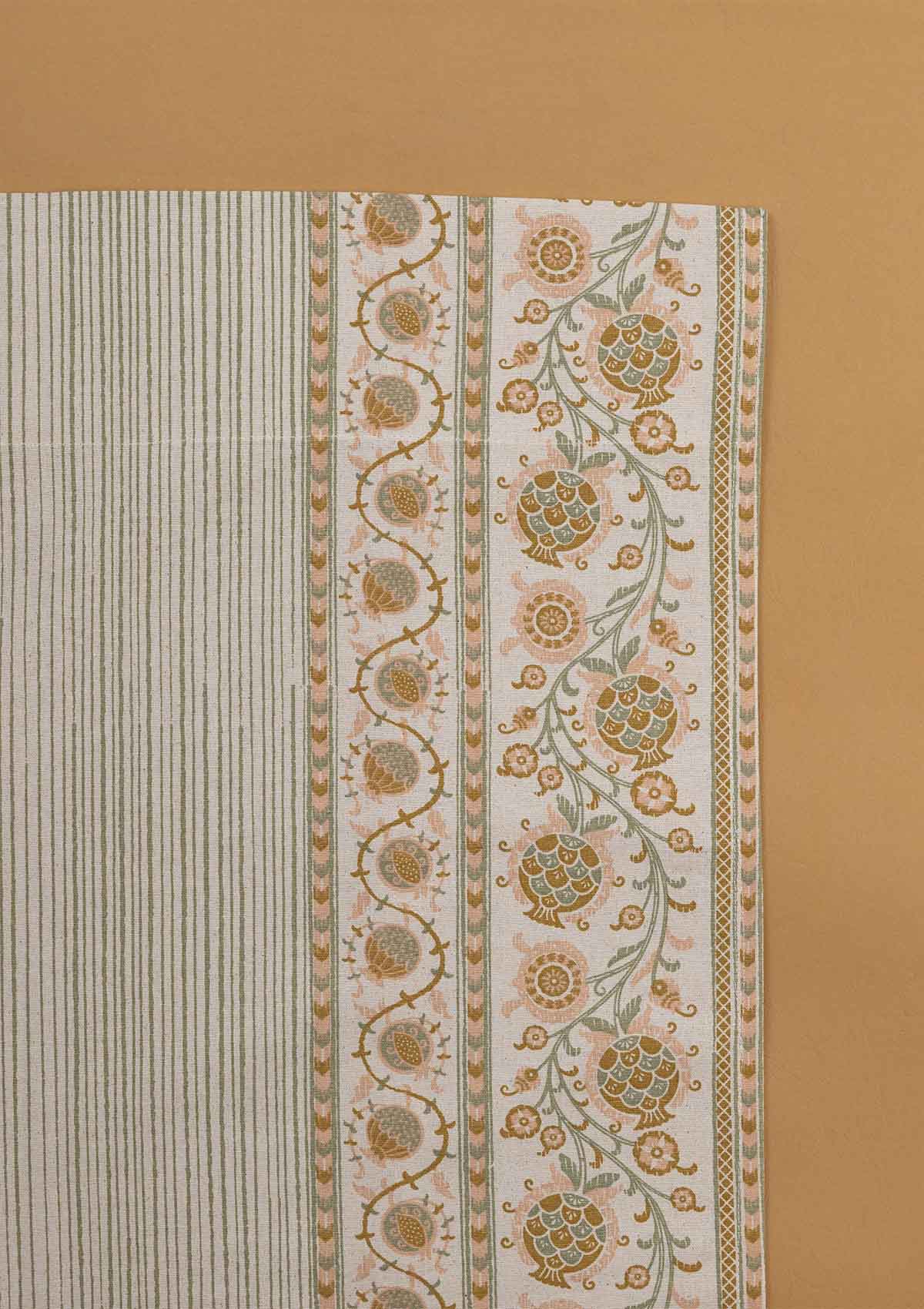 Anora Green Ethnic 100% Cotton Printed Curtain For Livingroom / Bedroom | Light Reduction | Single Piece