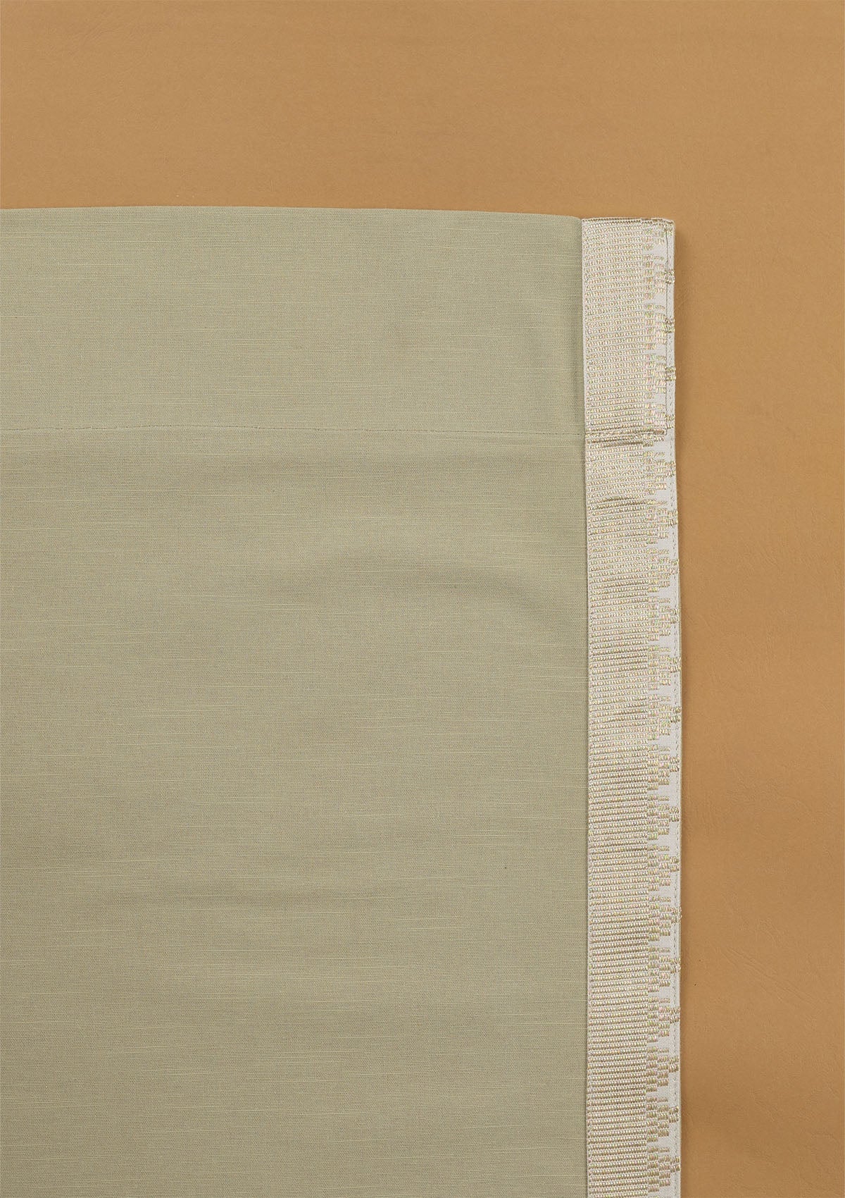 Kinari Herb Green & Gold Ethnic 100% Cotton Textured Curtain For Livingroom / Bedroom | Room Darkening | Single Piece