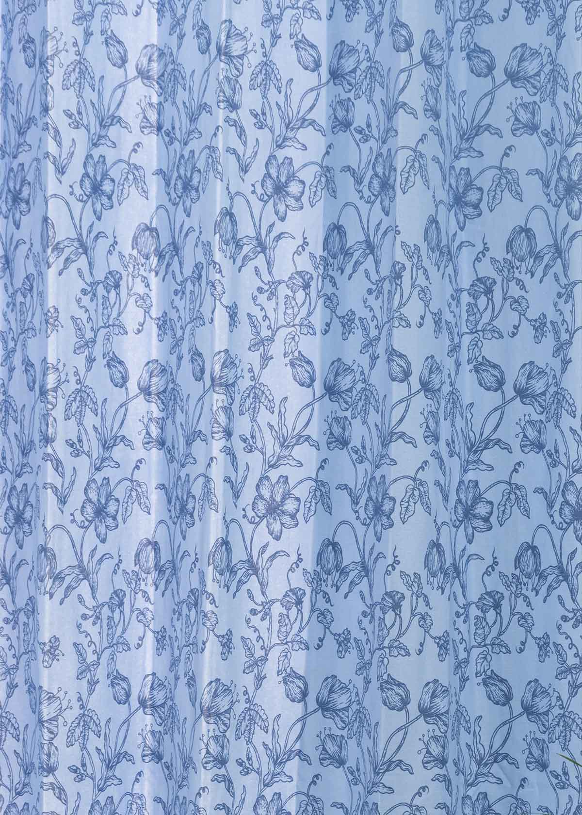 French Farmhouse 100% cotton floral curtain for living room - Room darkening - Blue - Single Piece