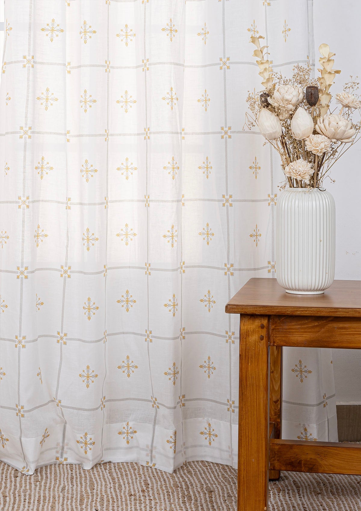 Kaanta 100% Cotton Sheer Printed Curtain for living room & bedroom - Light Filtering - Multicolor - Single Piece