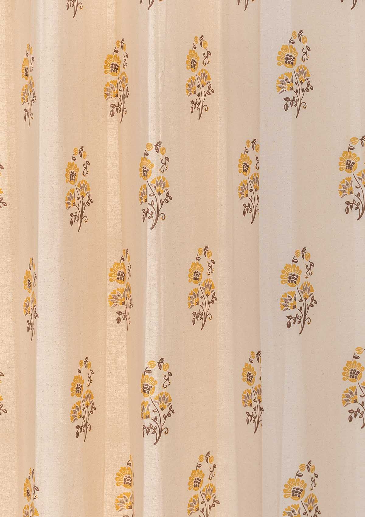 Indus 100% cotton ethnic curtain for living room - Room darkening - Amber - Single Piece