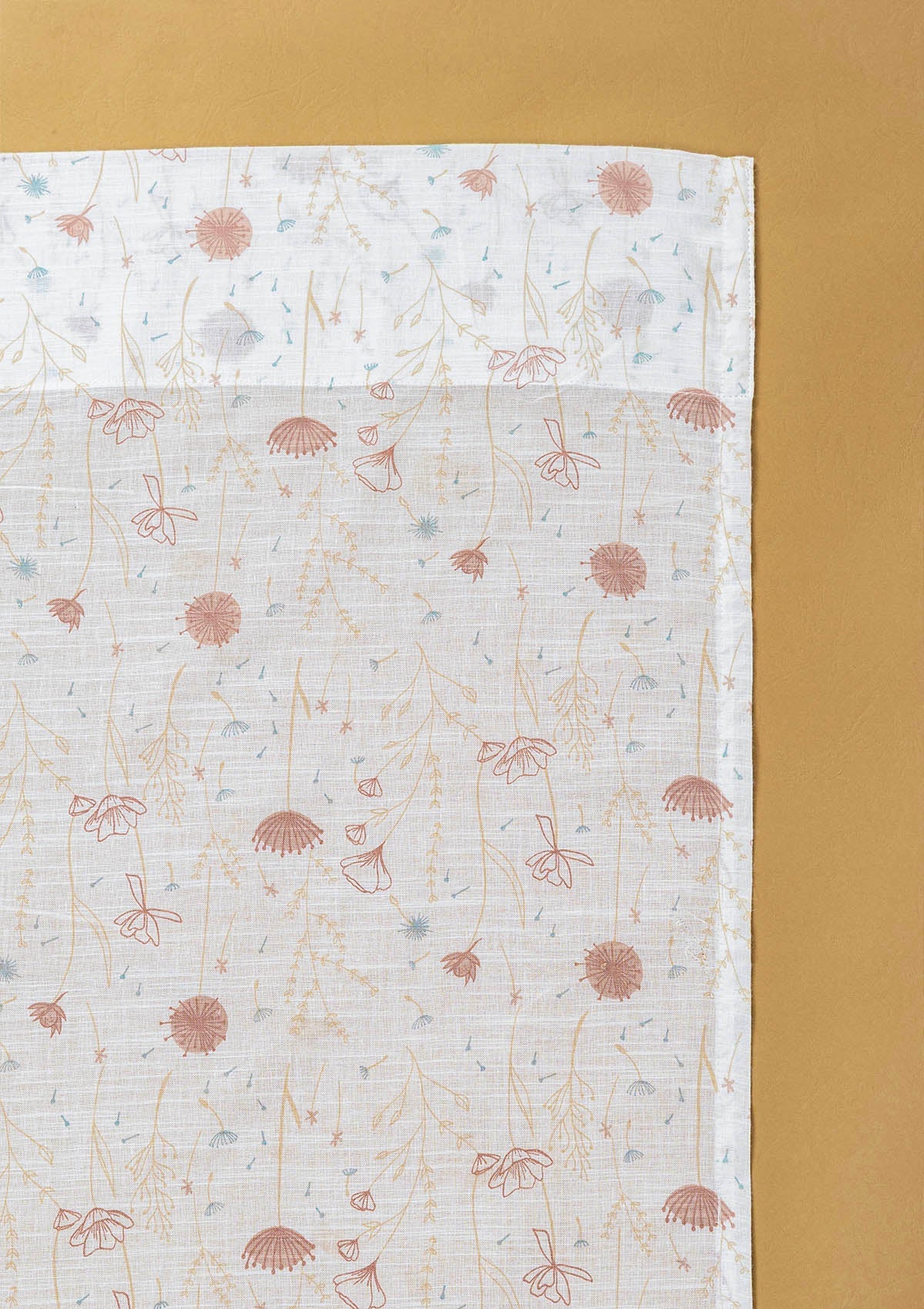 Ballet Pink Floral Printed 100% Cotton Sheer Curtain For Living Room | Light Reduction | Single Piece