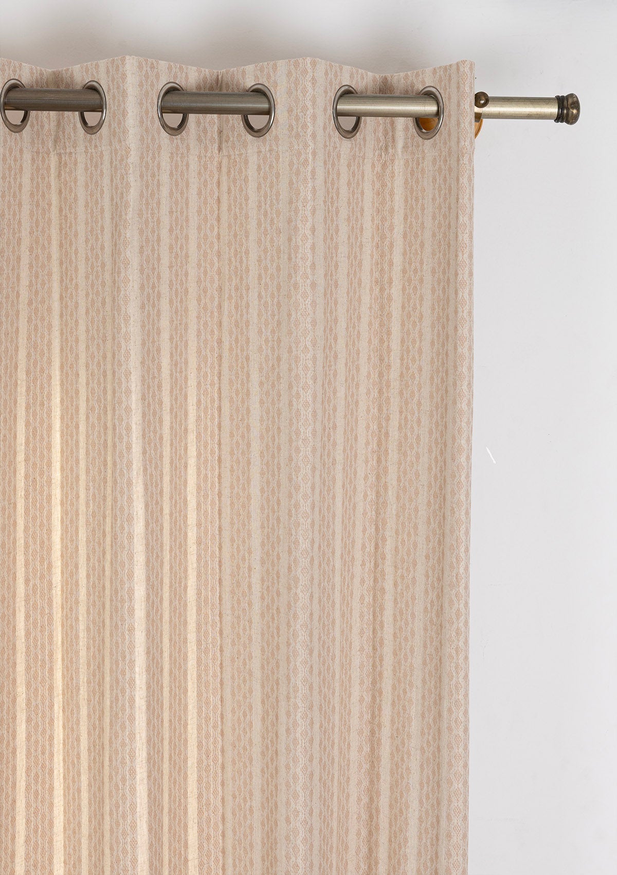 Biscotti Beige Textured 100% Cotton Linen Curtain For Living Room | Light Filtering | Single Piece