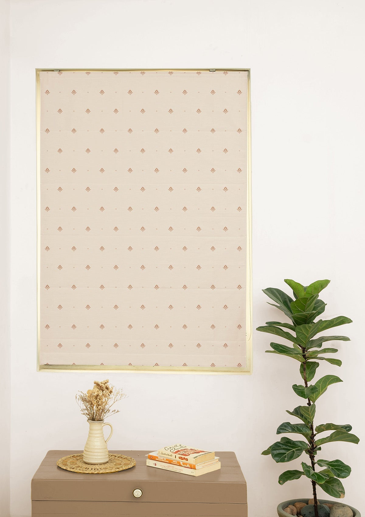 Cava Rust Minimal Printed 100% Cotton Sheer Blind For Living Room | Light Reduction