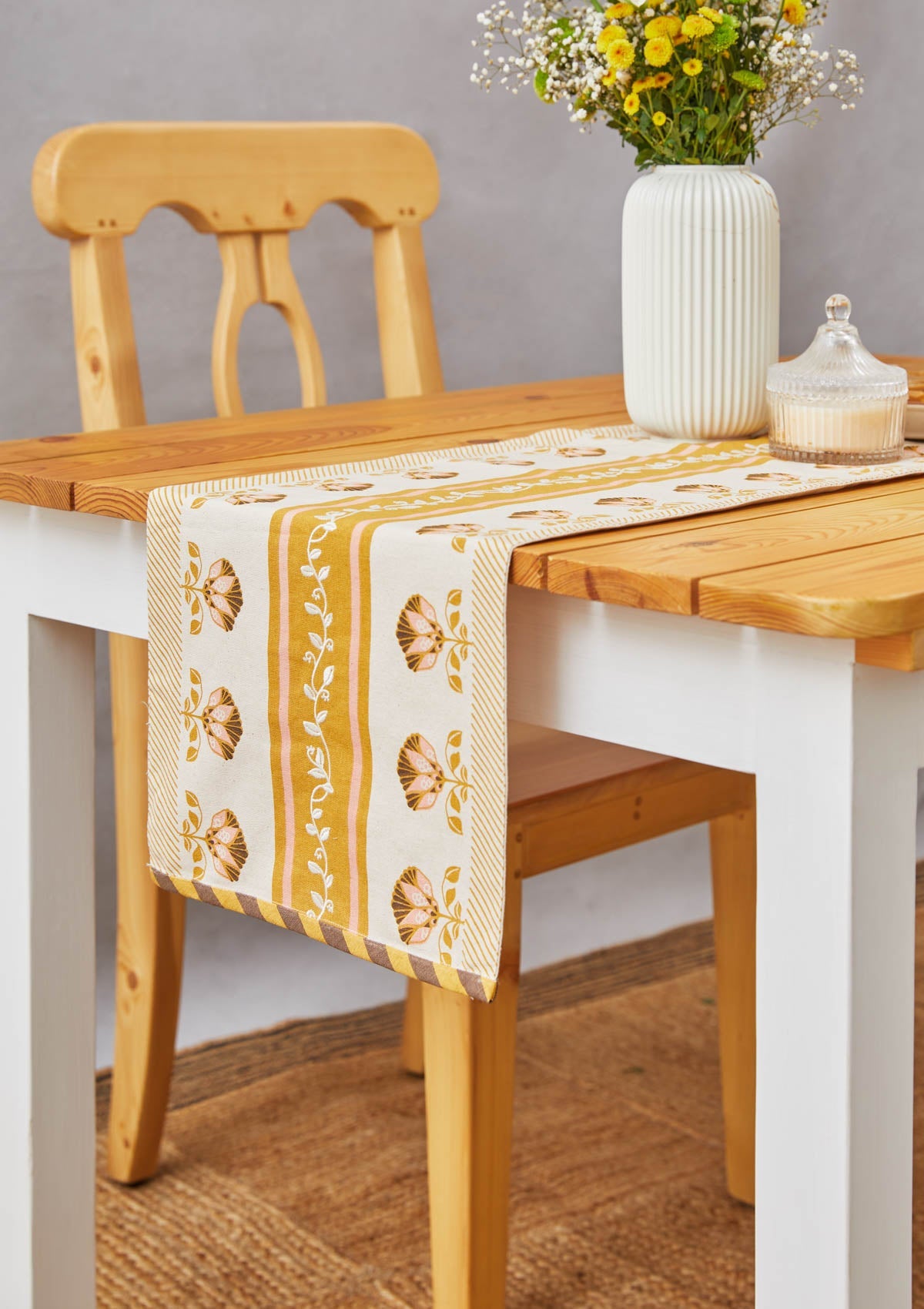 Desert 100% cotton elegant table runner for 4 seater or 6 seater dining - Amber