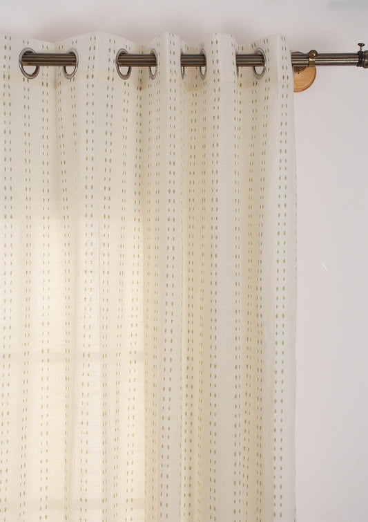Dew Herb minimal design 100% Cotton Sheer curtain for Living room & bedroom - Light filtering - Herb Green - Single Piece
