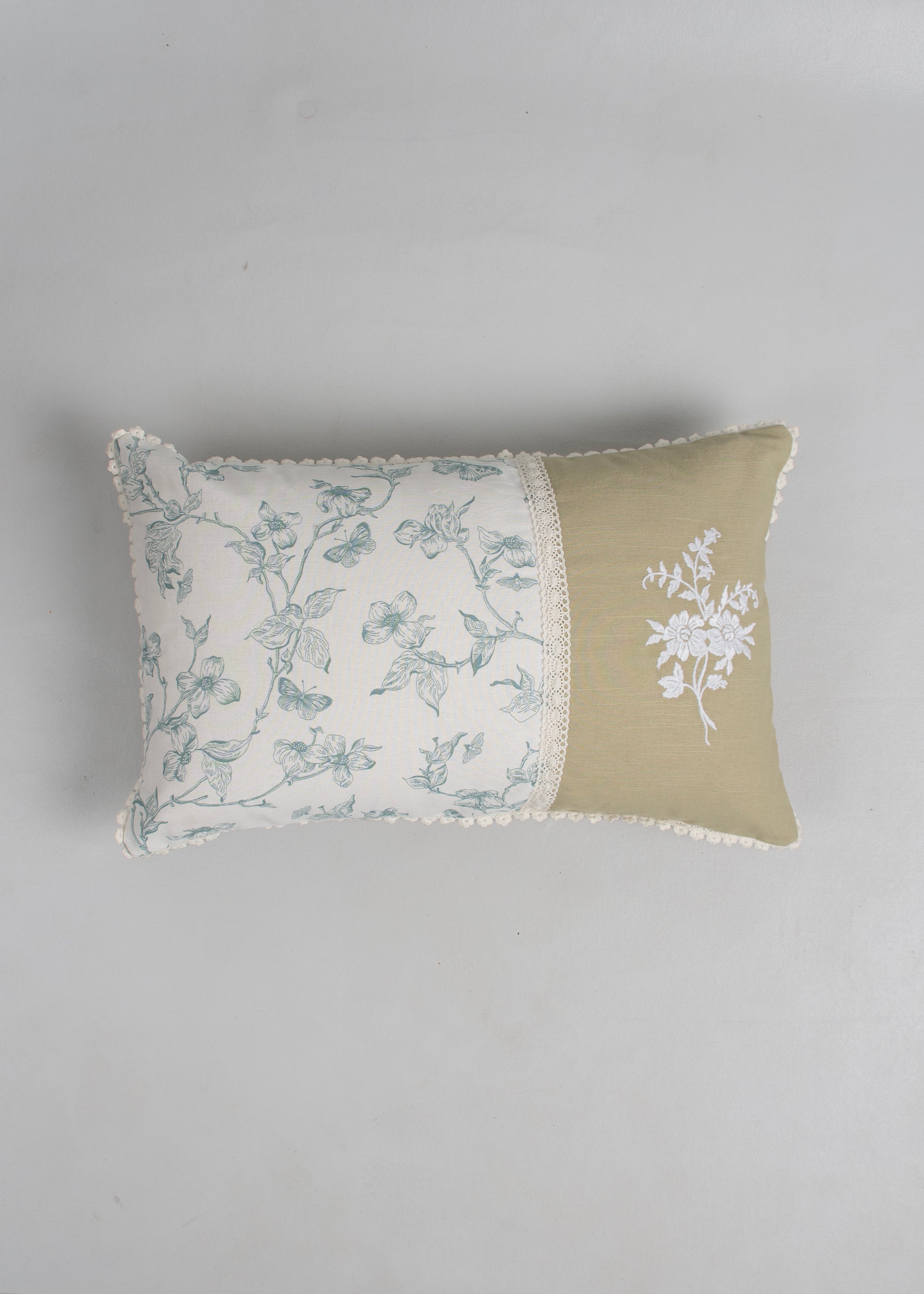 Celeste embroidered 100% Cotton Cushion Cover for Sofa - Nile Blue