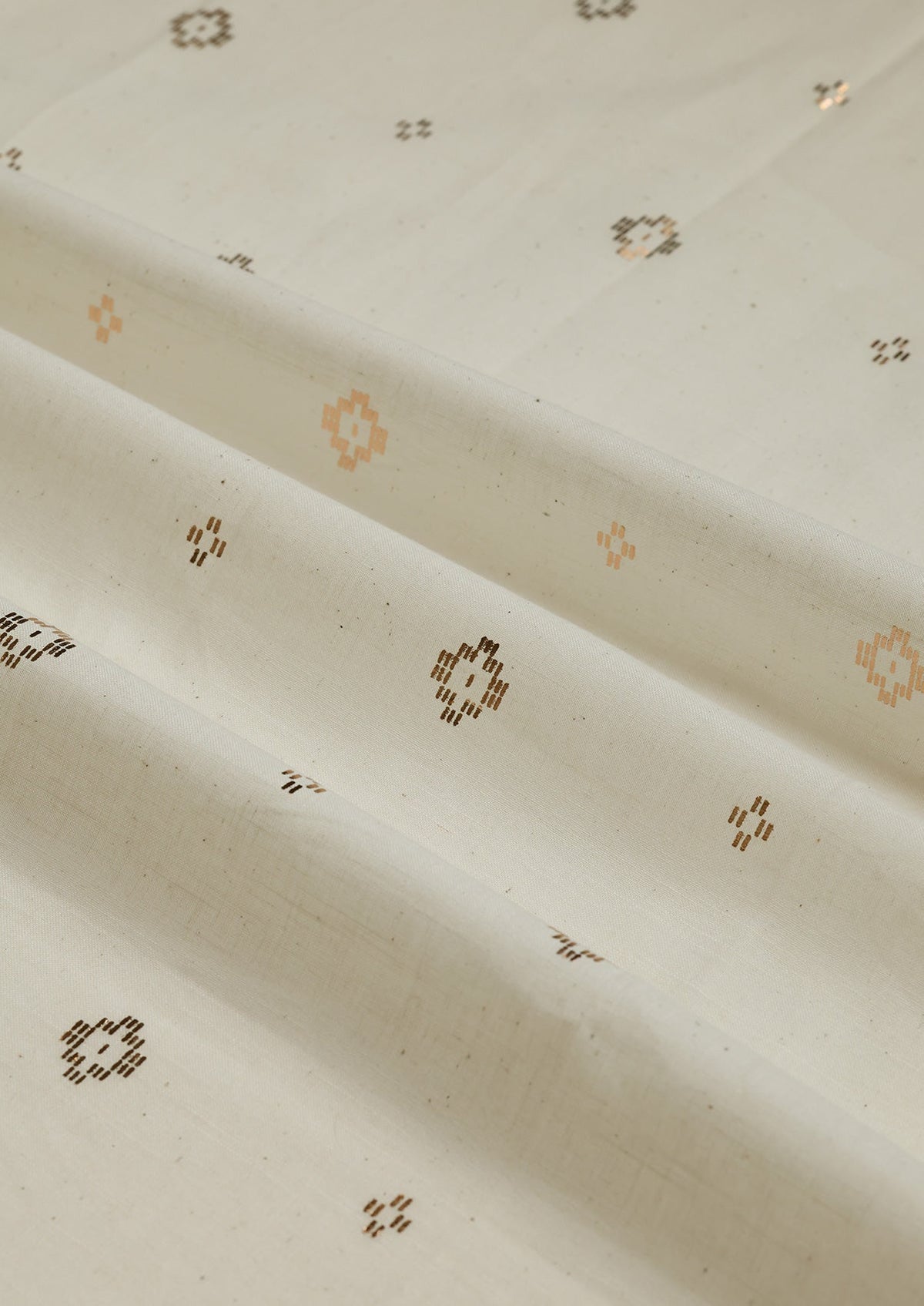 Kani Beige & Copper | 100% Cotton Sheer Foil Print | Light Filtering Fabric