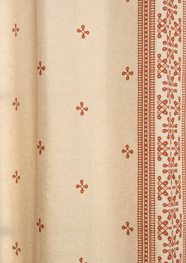 Kolam 100% Customizable Cotton floral blind for living room - Room darkening