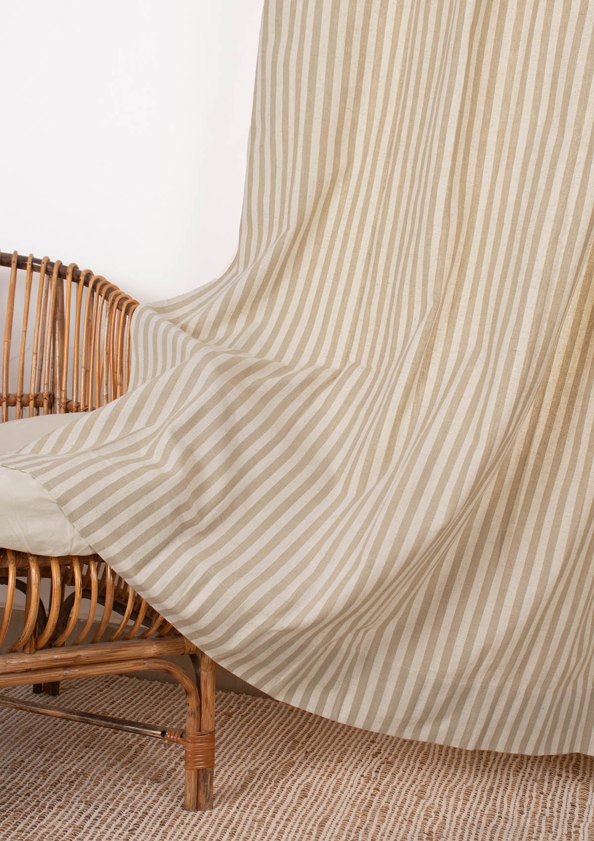 Loom 100% cotton Geometric pattern Fabric - Room darkening - Beige