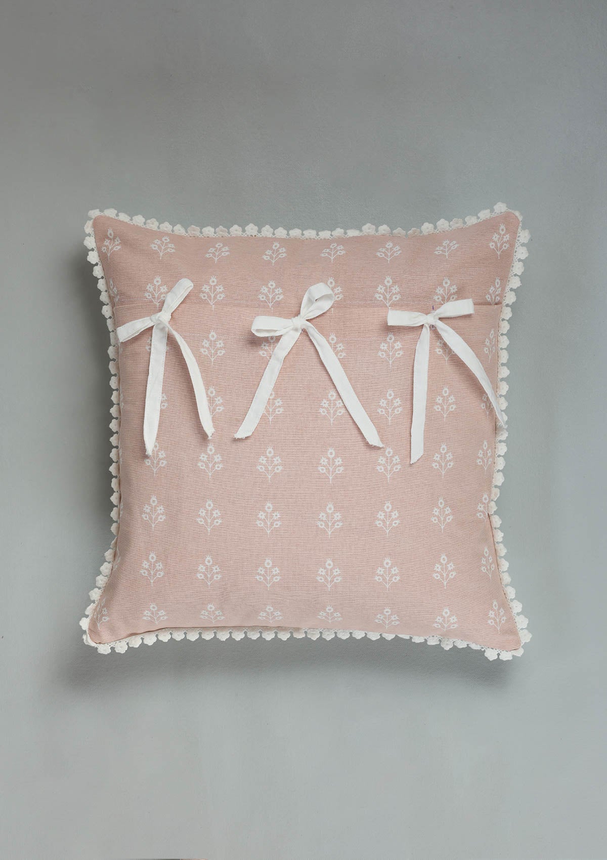 Lumi Pink Floral Printed 100% Cotton Cushion Cover For Sofa