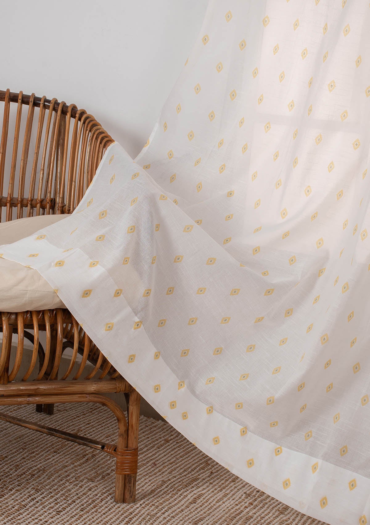 Noor minimal 100% cotton sheer Fabric for living room - Light filtering - Yellow