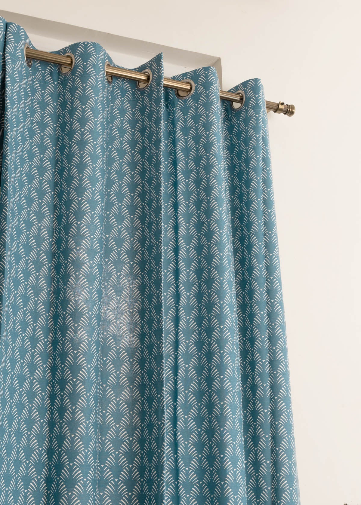 Pergola Indigo 100% cotton geometric curtain for living room & Bedroom - Room darkening - Single Piece