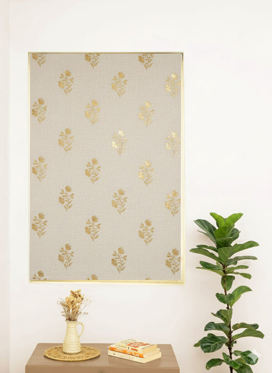 Roha Linen Cotton Gold printed Customizable blind for livingroom & Bedrooms - Light Reduction - Beige