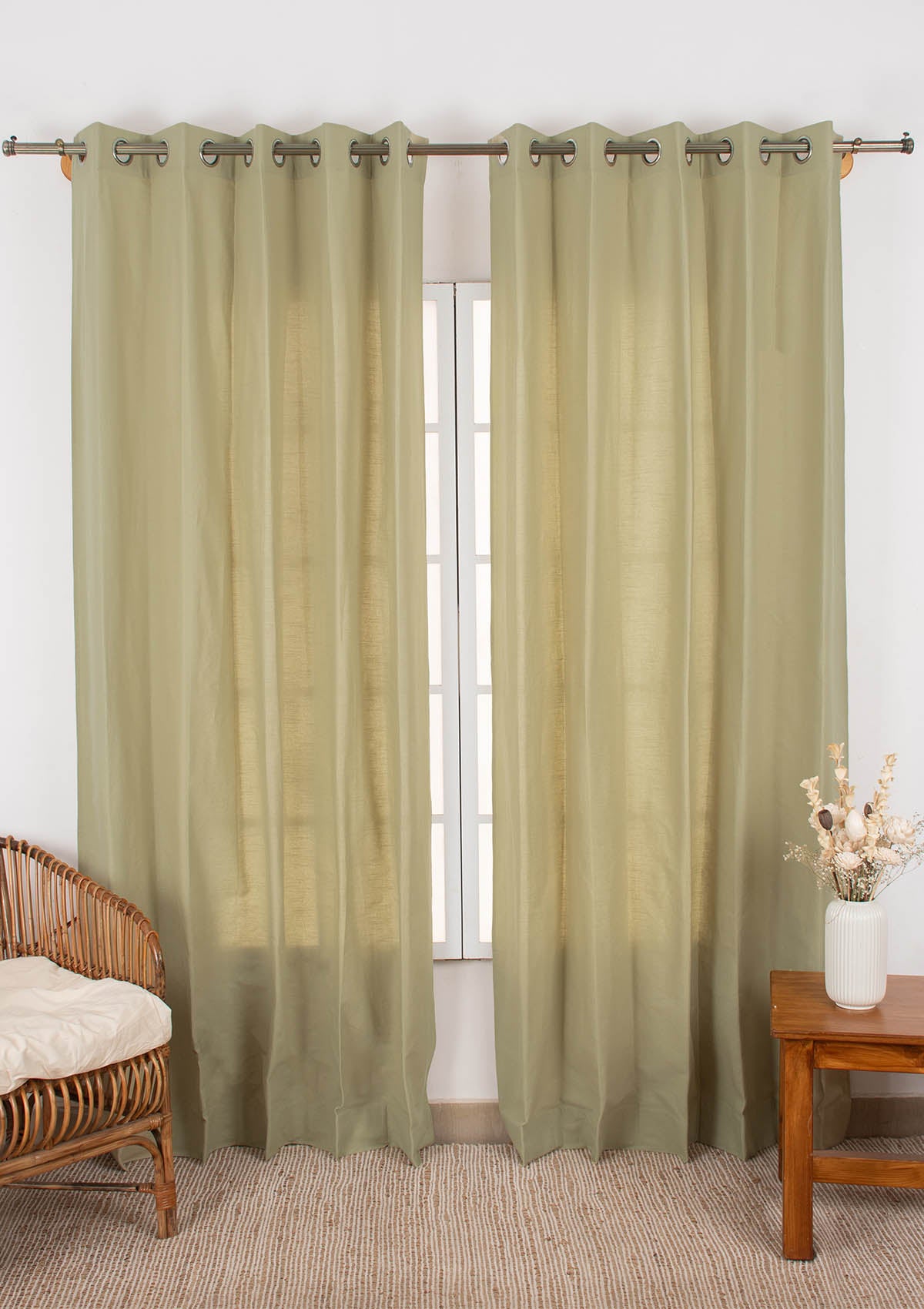 Solid Herb Green 100% cotton Fabric - Room darkening - Green