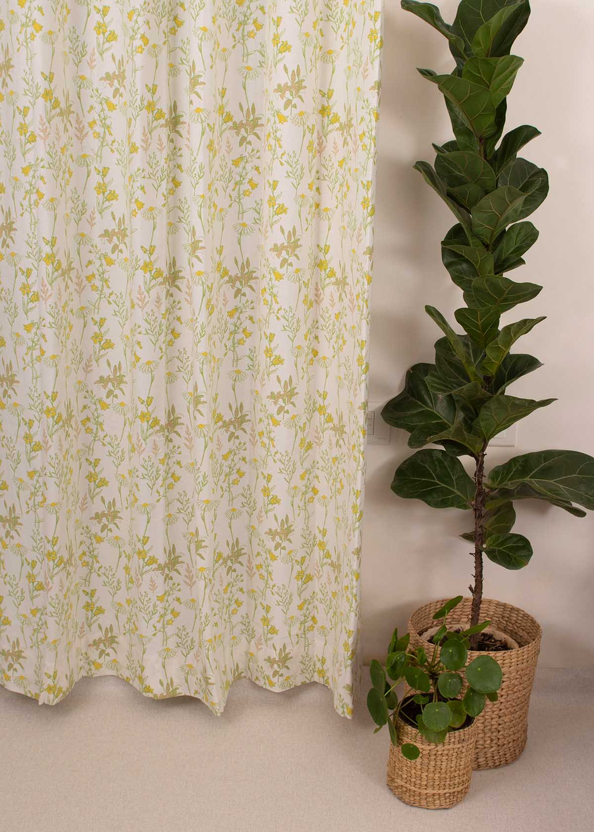 Tulip Garden 100% cotton floral curtain for kids room, living room & bed room - Light Reduction - Single Piece