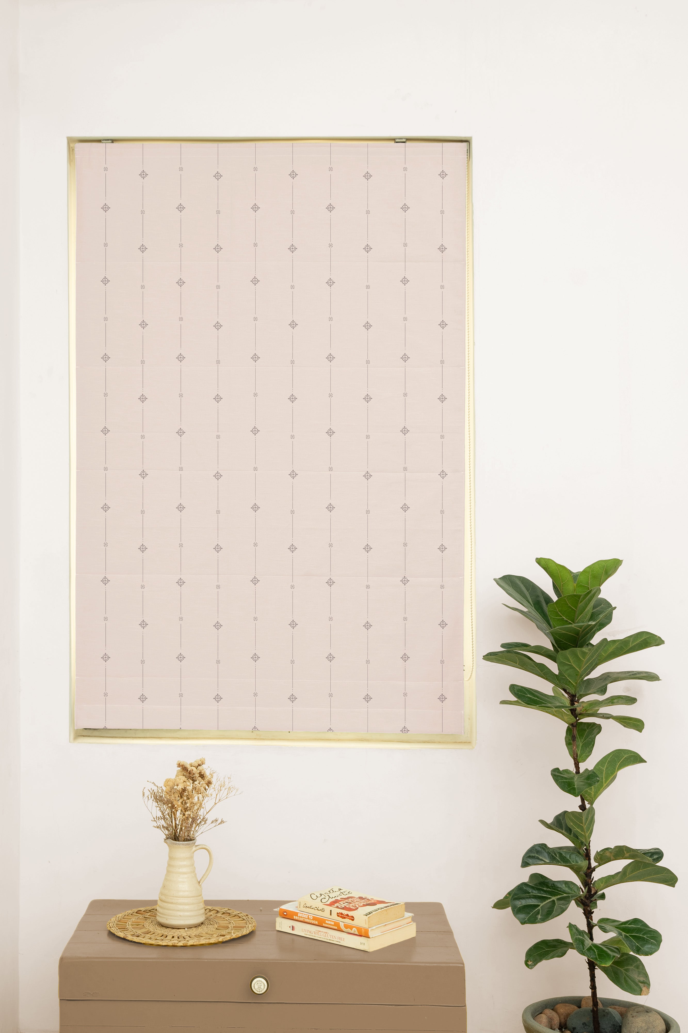 Tulsi 100% Customizable Linen floral blind for living room - Room darkening