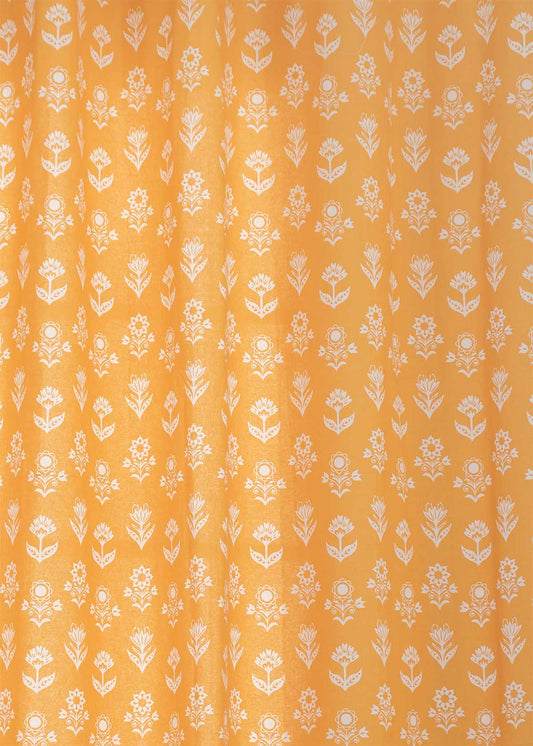 Dahlia printed cotton Fabric - Mustard