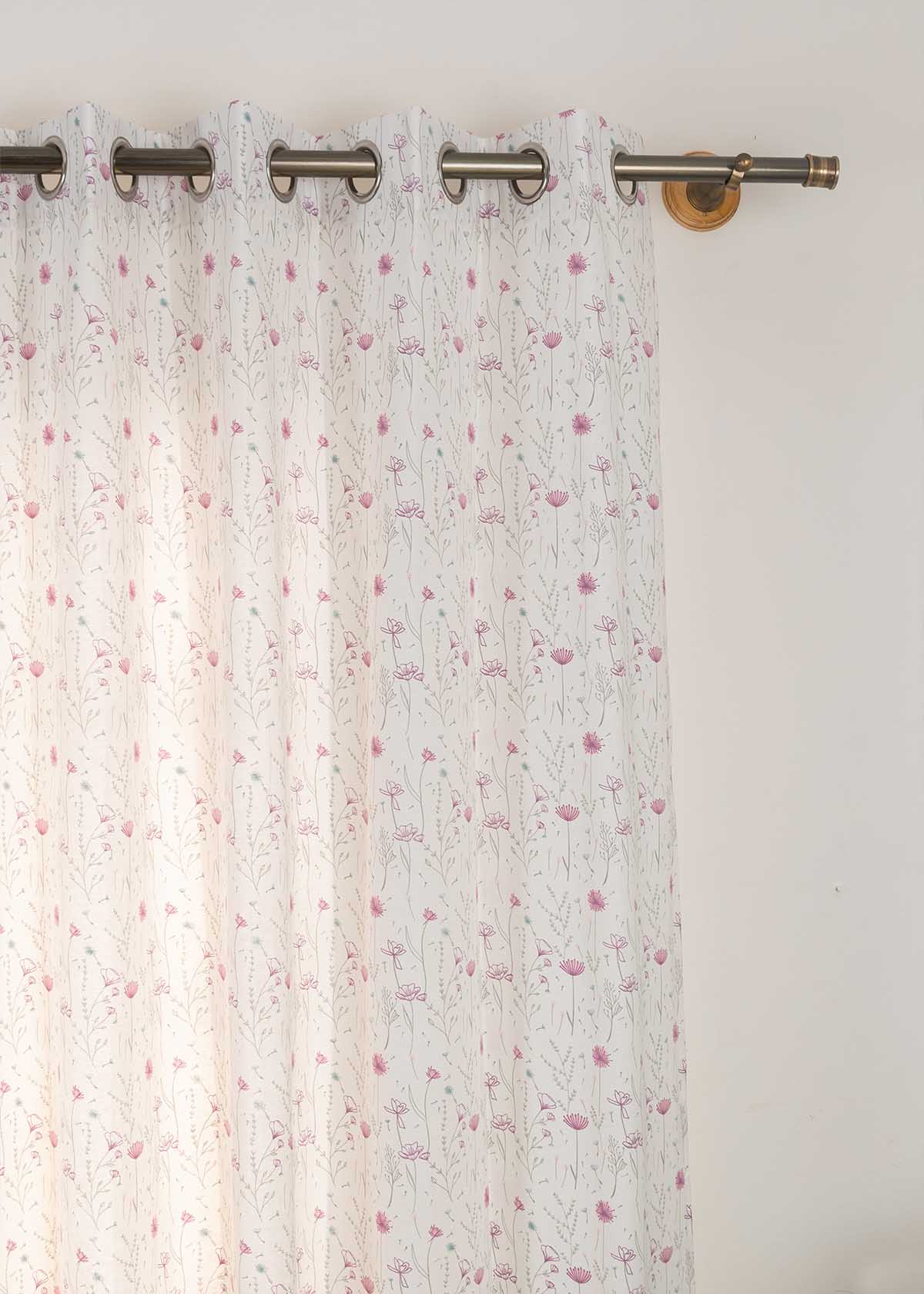 Drifting Dandelion Lavender 100% cotton floral curtain for kids room, living room - Light Reduction - Single Piece