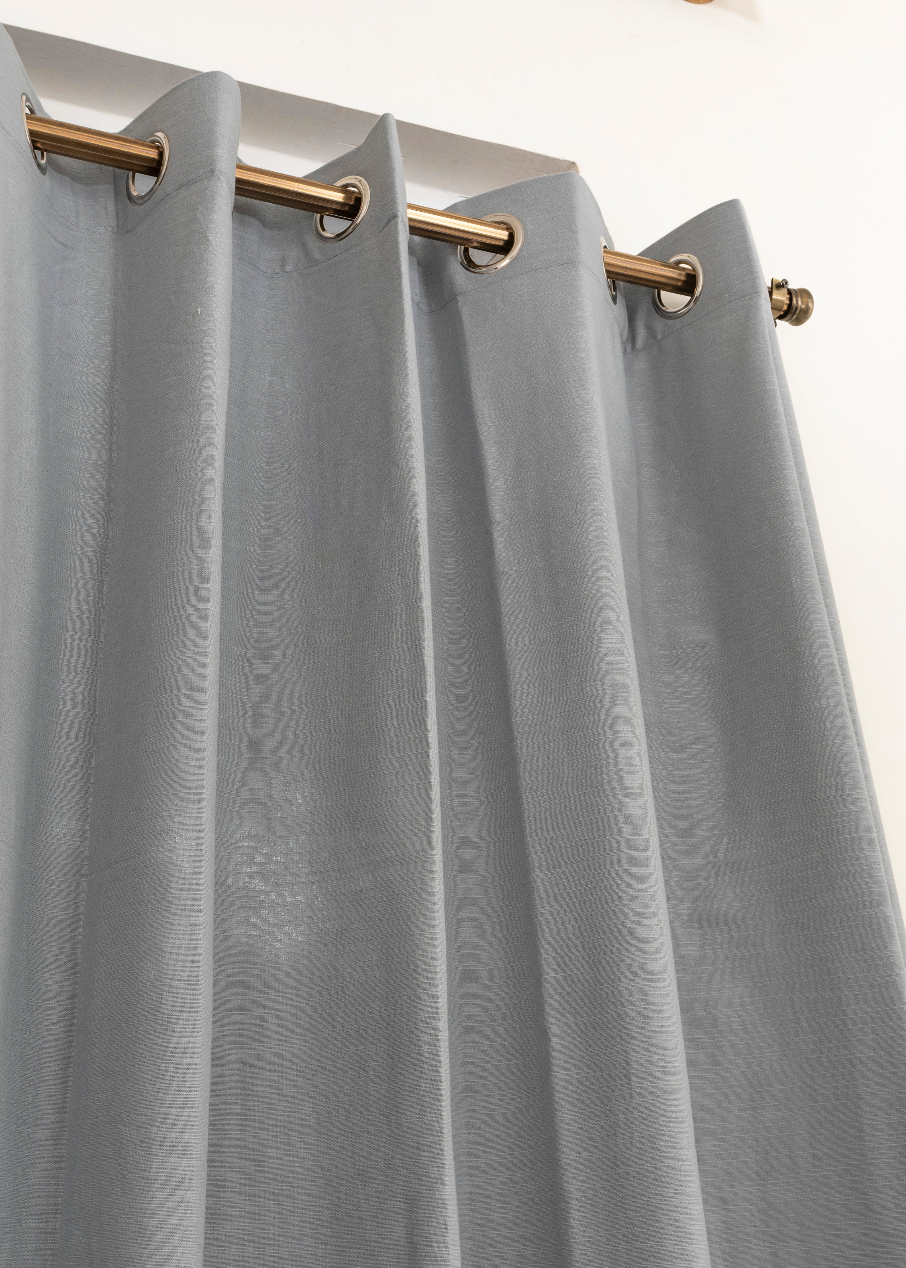 Solid Ultimate grey 100% cotton plain curtain for bedroom - Room darkening - Single Piece