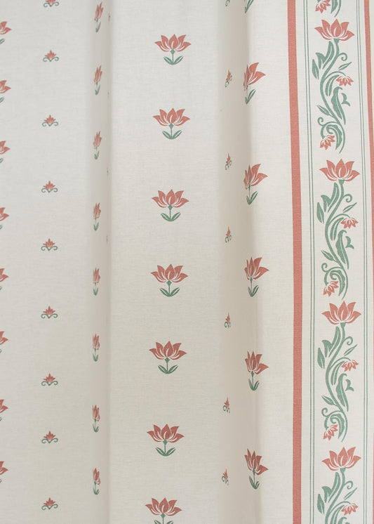 Lotus Pond printed cotton Fabric - Multicolor