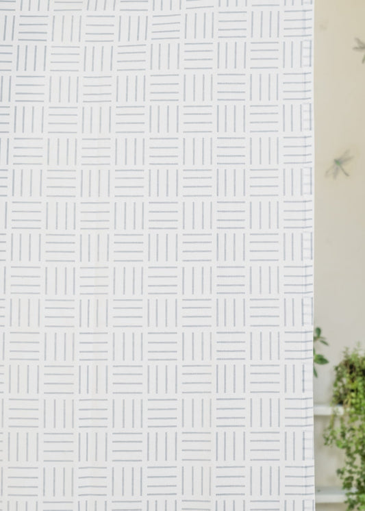 Hashlines printed cotton Fabric - Grey