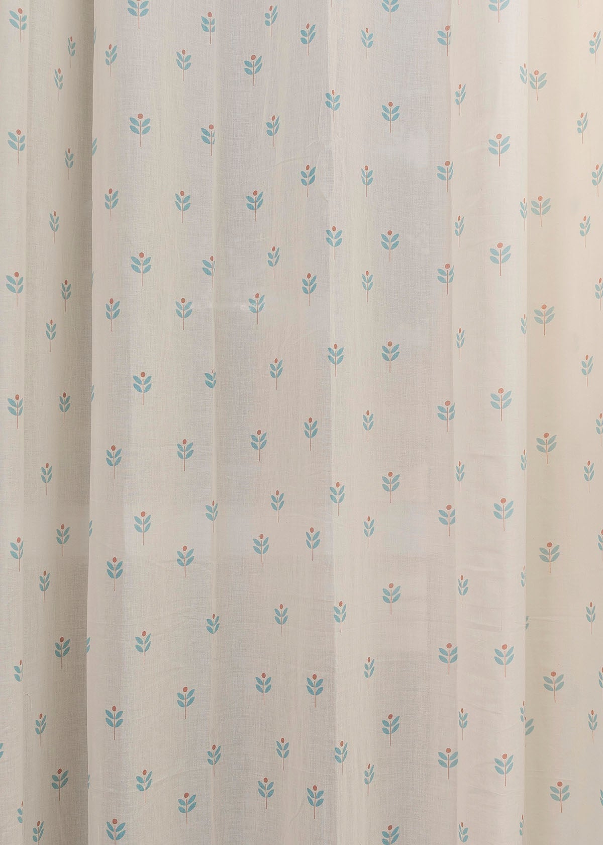 Sapling printed sheer Fabric - Nile Blue