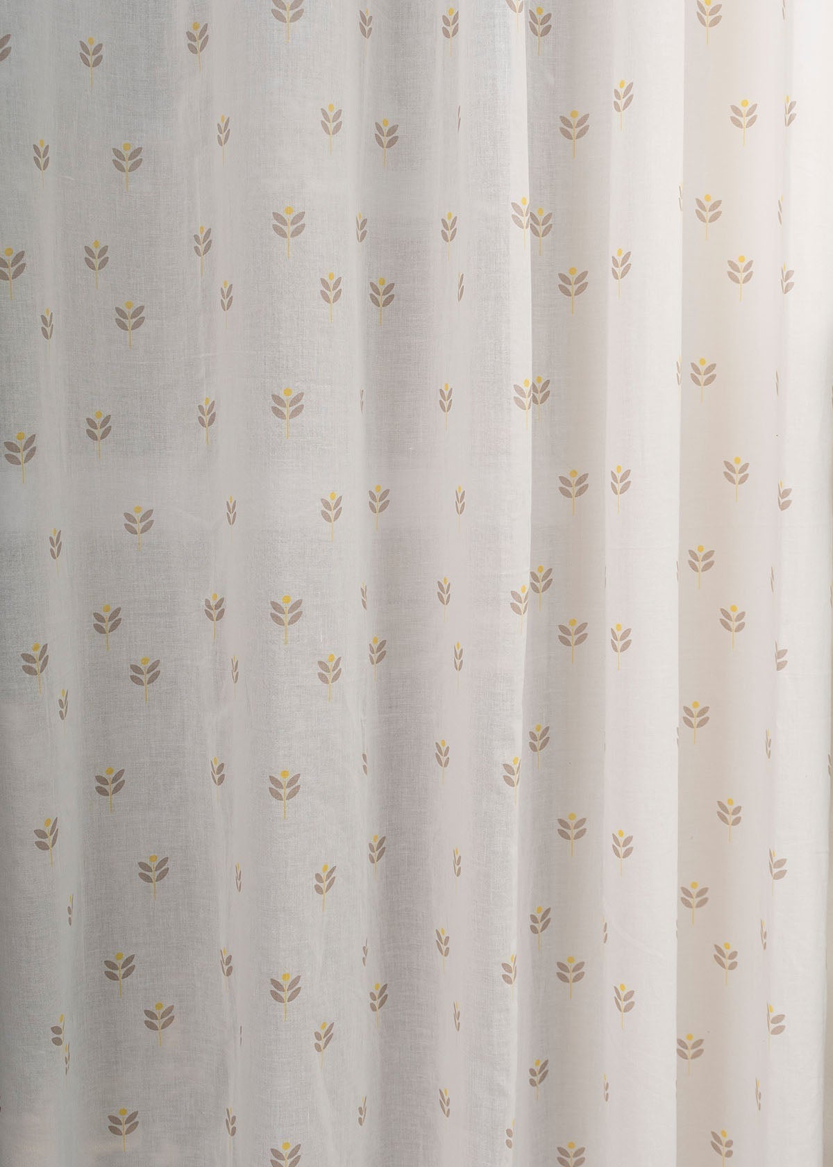 Sapling 100% Cotton Sheer floral curtain for Living room - Light filtering - Yellow - Single Piece