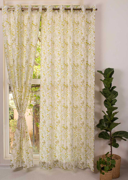 Tulip Garden 100% cotton floral curtain for kids room, living room & bed room - Light Reduction - Single Piece