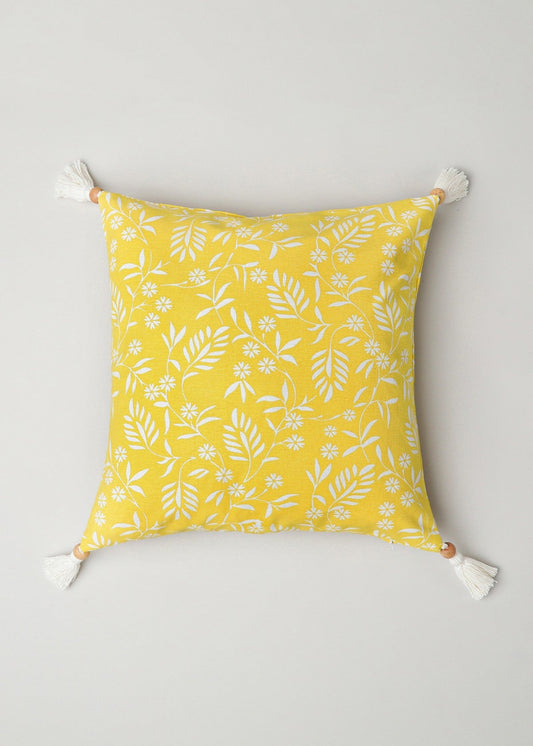 Yellow Daisy 100% cotton floral cushion cover for sofa - Yellow