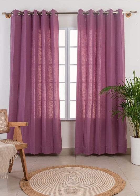Solid Grape 100% cotton plain curtain for bedroom - Room darkening - Single Piece