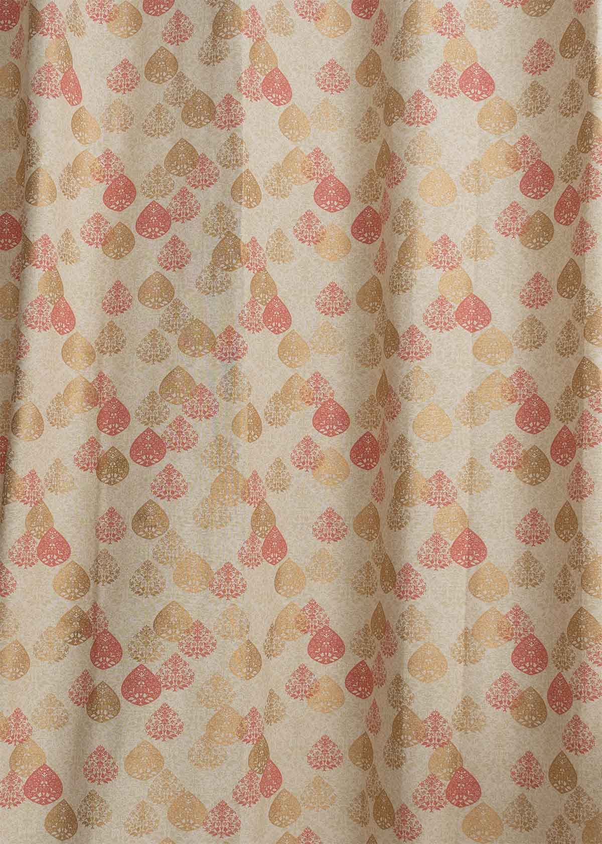 Indian Shimmer 100% cotton ethnic curtain for living room - Room darkening - Brown - Single Piece