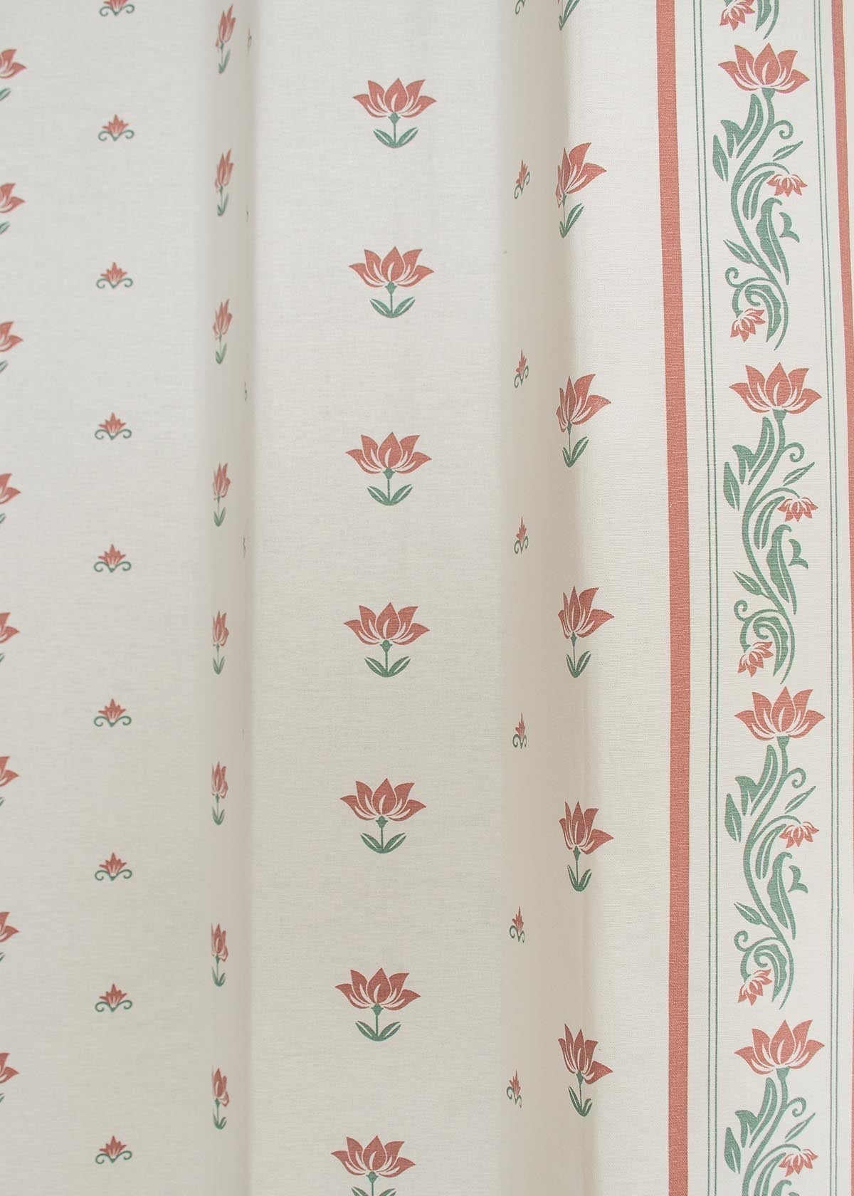 Lotus Pond printed cotton Fabric - Multicolor