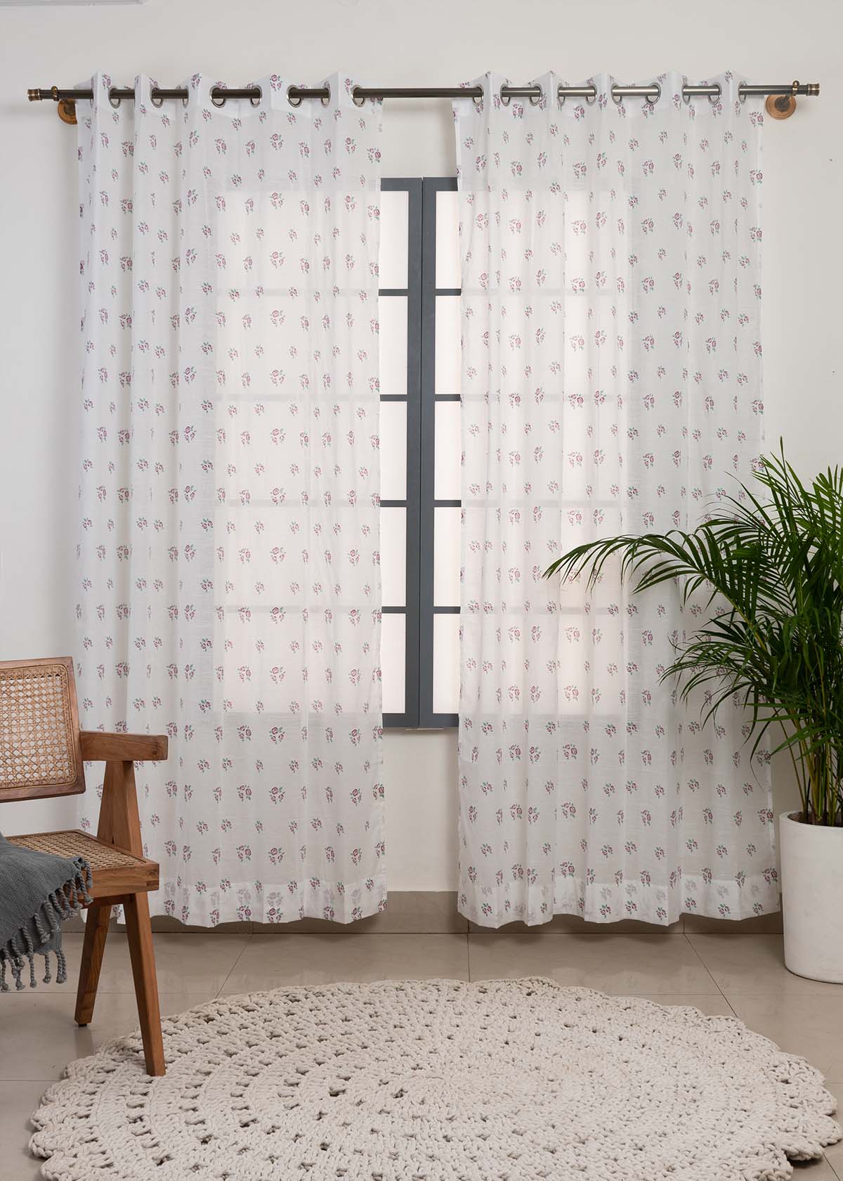 Rose Garden printed sheer Fabric - Lavender
