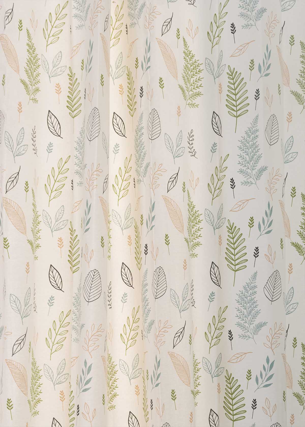 Rustling Leaves Green 100% cotton floral curtain for bed room - Light Reduction - Single Piece