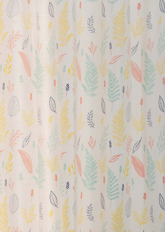 Rustling Leaves printed cotton Fabric - Multicolor