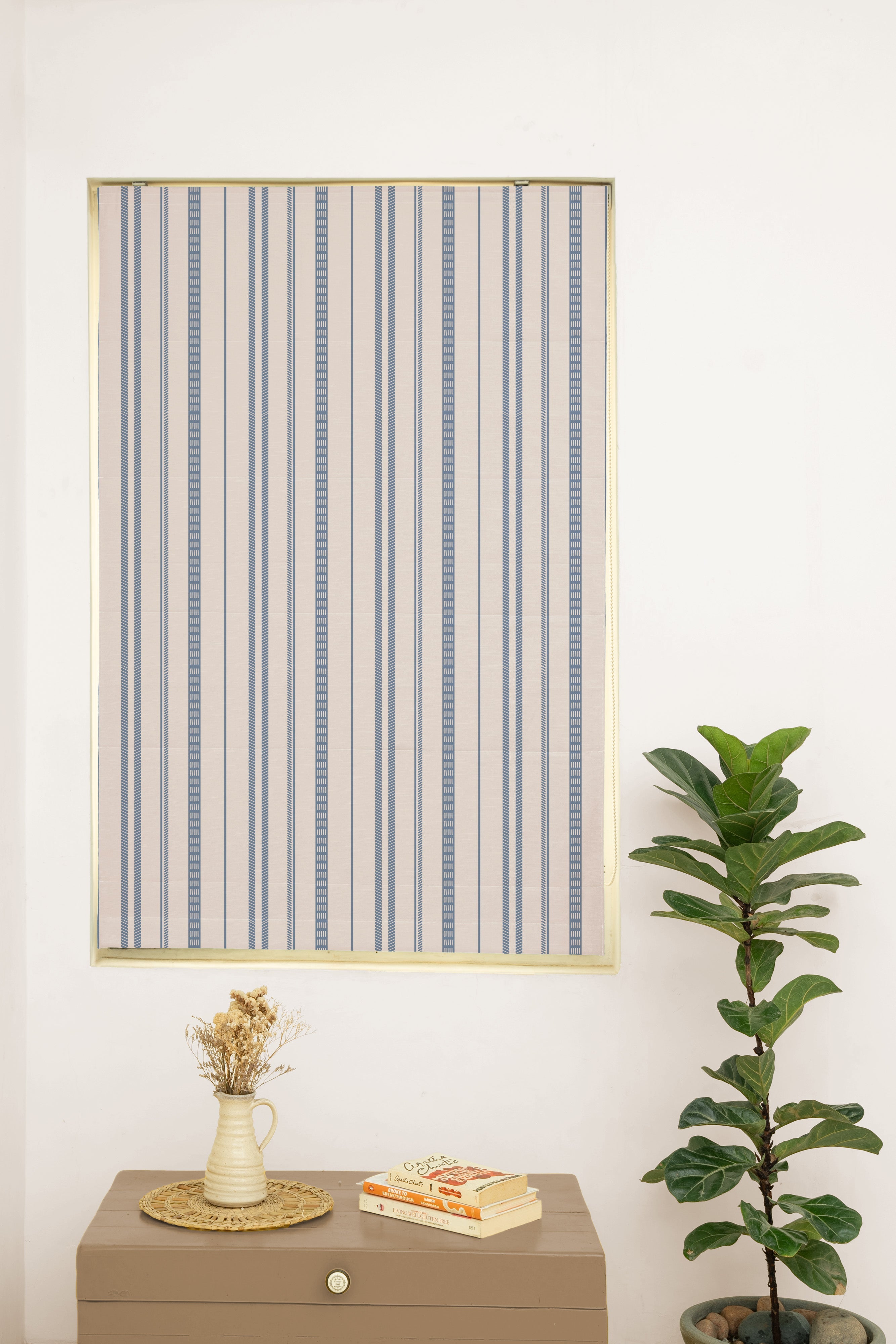Still Water 100% Cotton Sheer Printed Customizable blind for livingroom & Bedrooms-Light Filtering