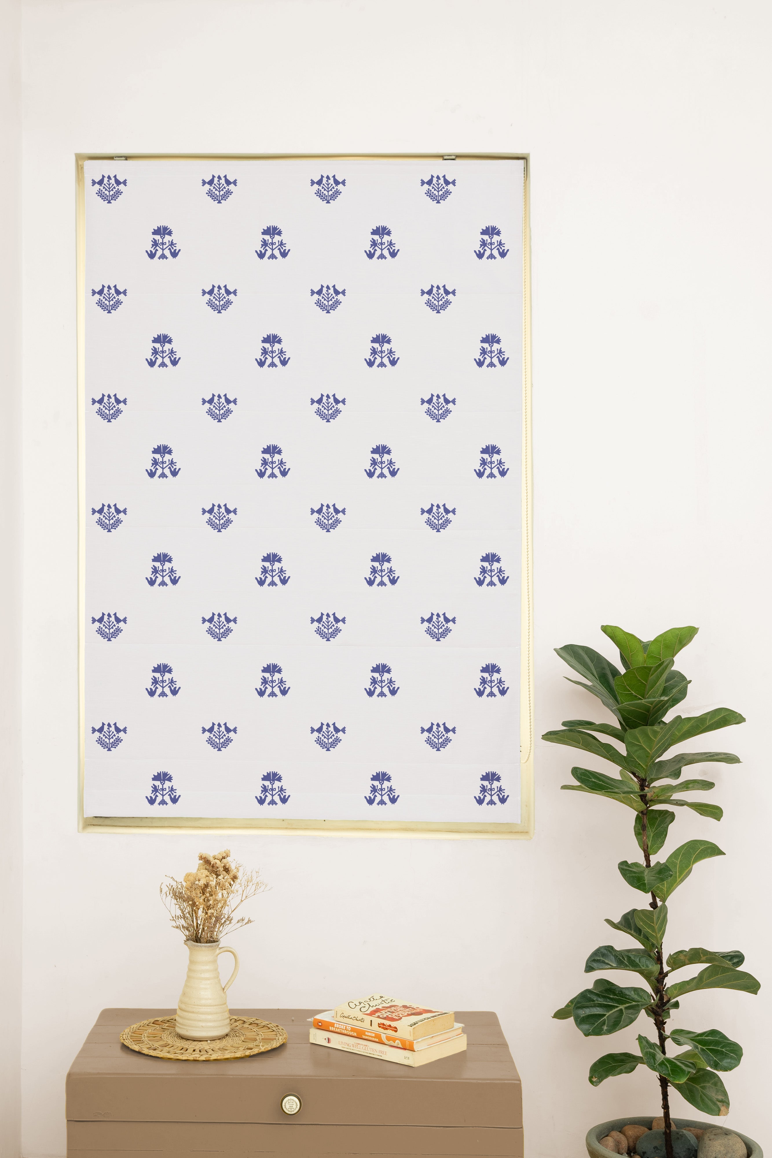 Sunbird 100% Cotton Sheer Printed Customizable blind for livingroom & Bedrooms-Light Filtering