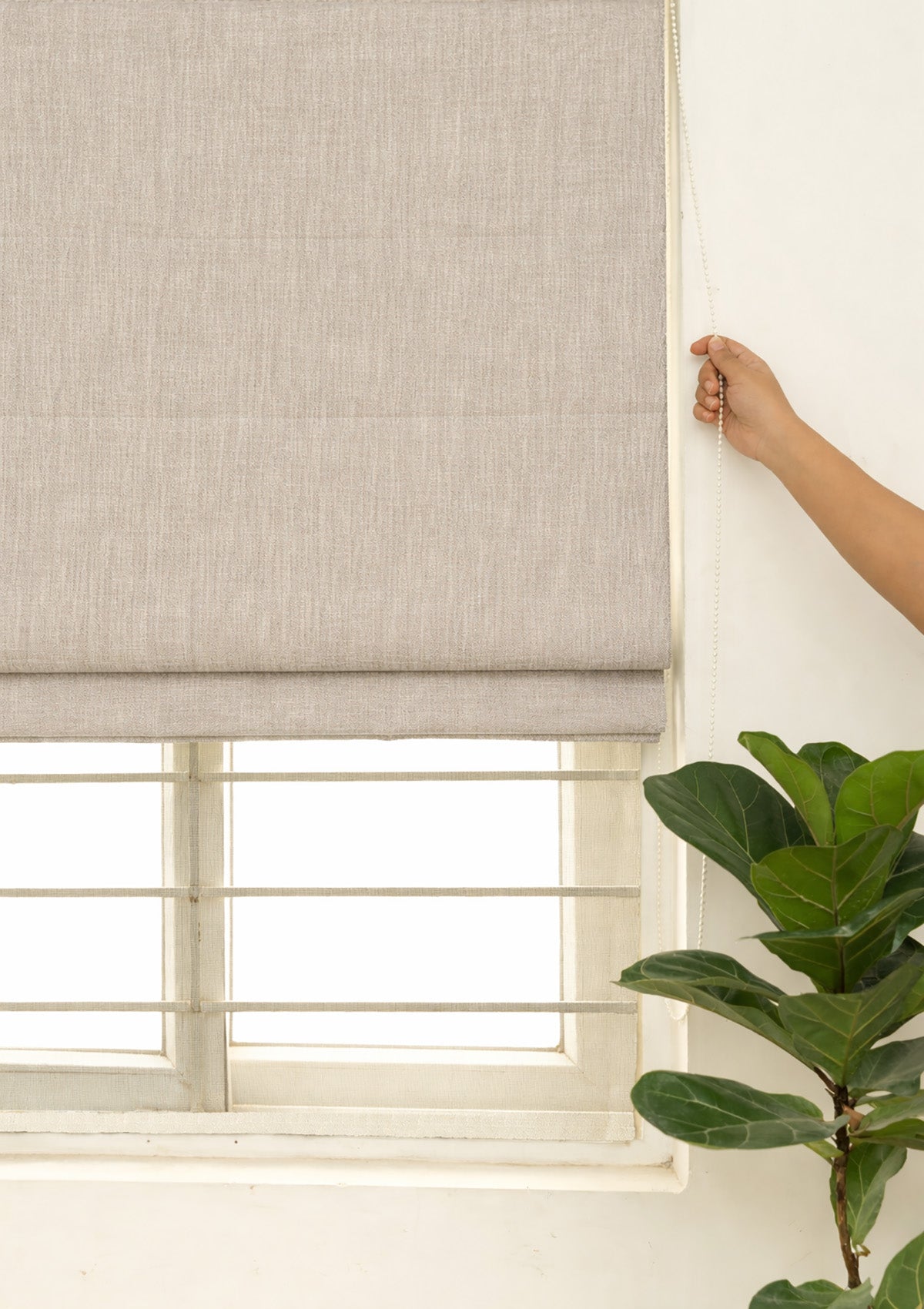 Toffee Brown Textured 100% Cotton Blind For Living Room | Light Filtering