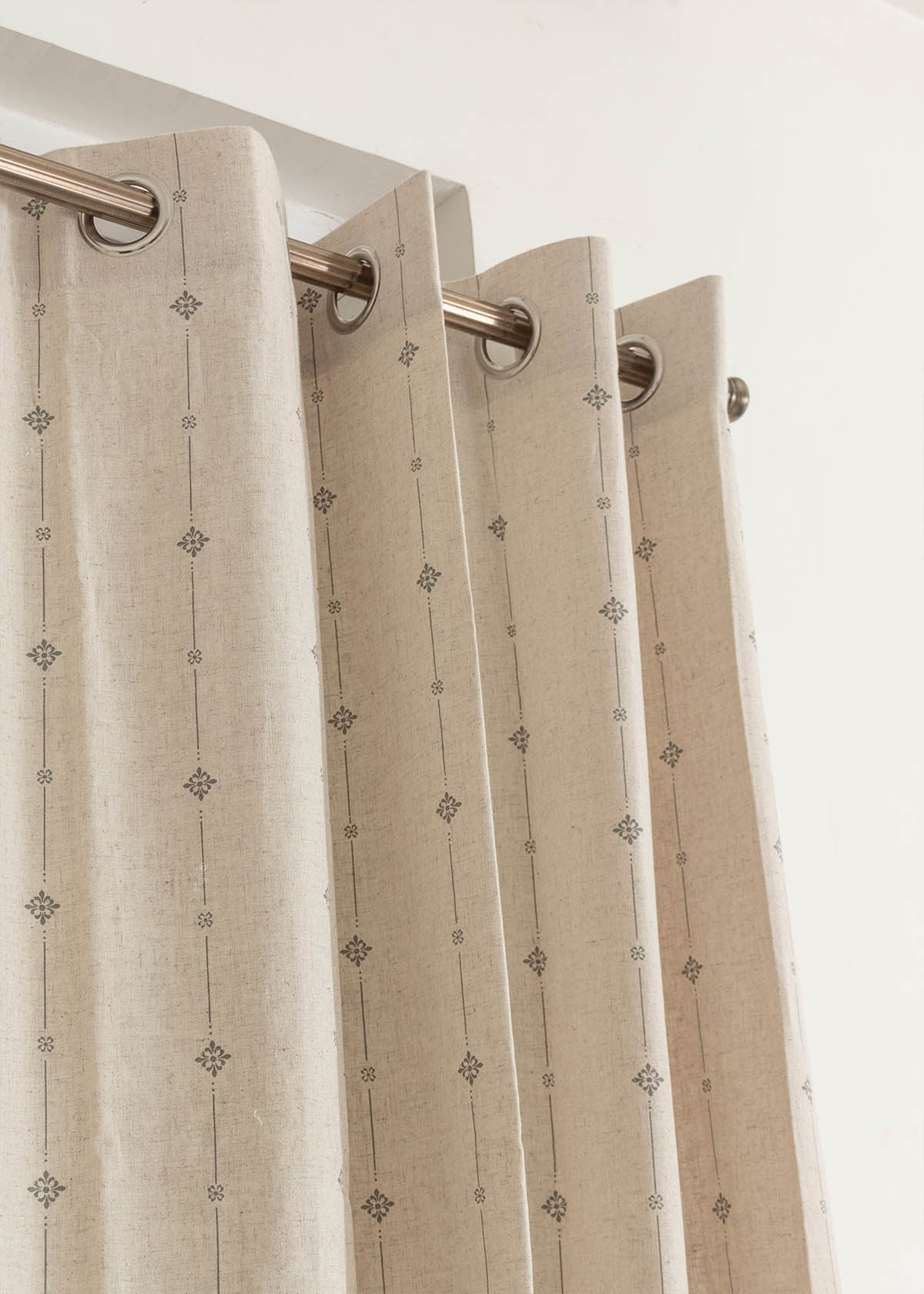 Tulsi Linen Cotton Blend ethnic textured Curtain for Living room & bedroom - Light Reduction - Beige - Single Piece