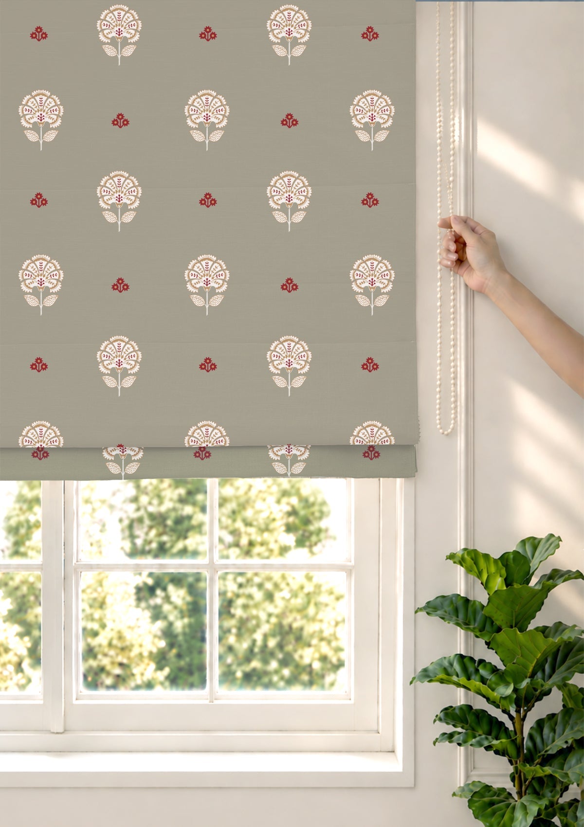 Gulnaar Green Ethnic 100% Cotton Printed Blind For Livingroom / Bedroom | Room Darkening