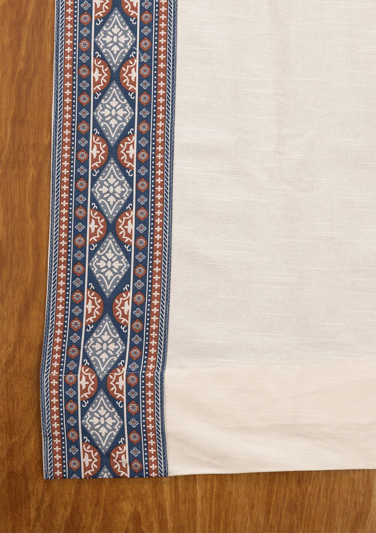 Tara Cream 100% Cotton Curtain with Trim for living room & bedroom - Light Reduction - Cream - Single Piece