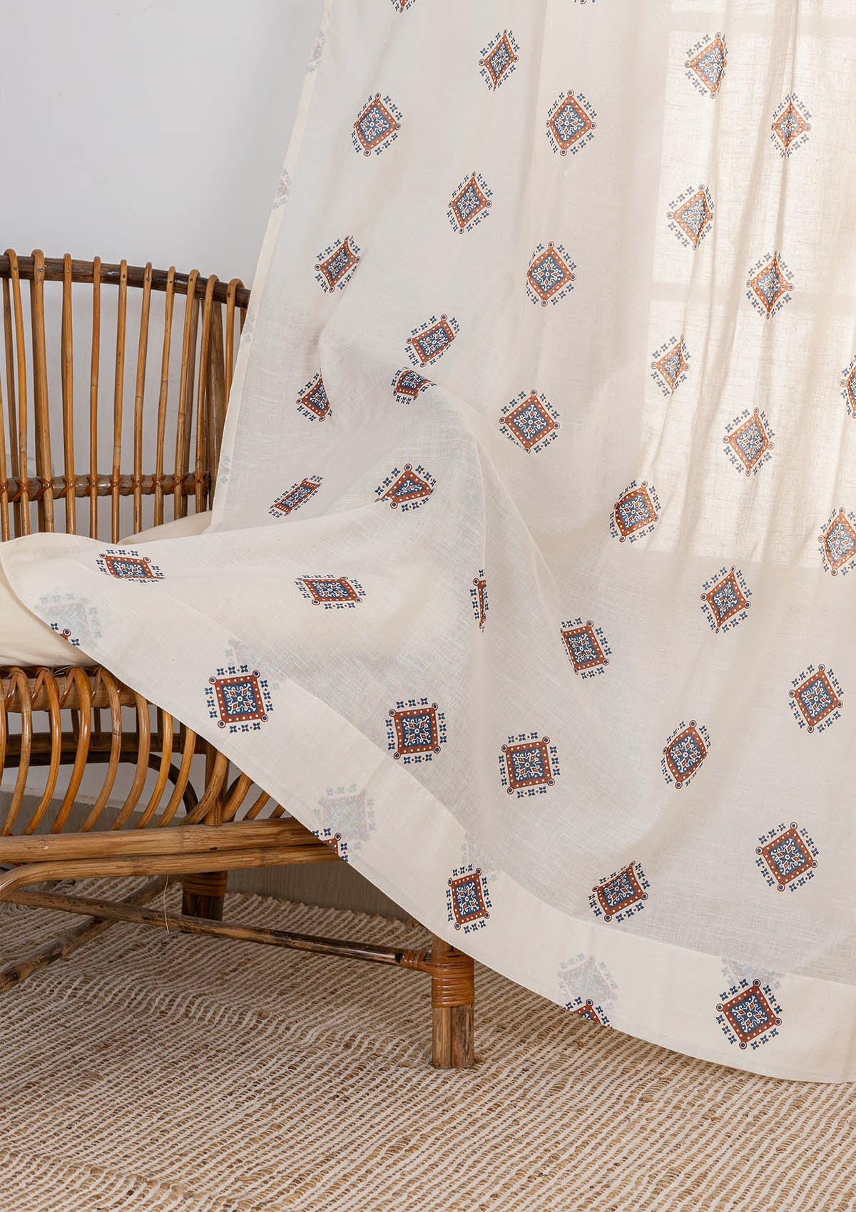 Sapphire 100% Cotton Sheer Textured Curtain for Living & Bedroom - Ligth filtering - Multicolor - Single Piece