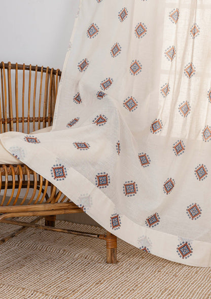 Sapphire 100% Cotton Sheer Textured Curtain for Living & Bedroom - Ligth filtering - Multicolor - Single Piece