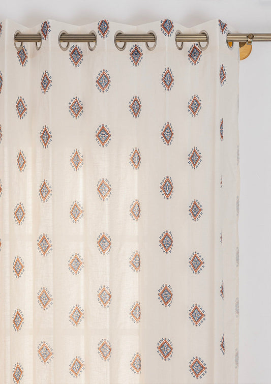 Sapphire 100% Cotton Sheer Textured Curtain for Living & Bedroom - Ligth filtering - Multicolor - Single Piece